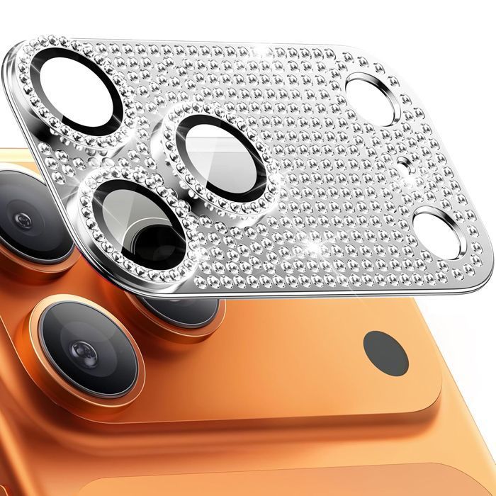 Orso Full Cover 9H Camera Protector Diamonds Silver iPhone 17 Pro Max ΠΡΟΣΤΑΣΙΑ ΟΘΟΝΗΣ Orso Orso Full Cover 9H Camera Protector Diamonds Silver iPhone 17 Pro Max