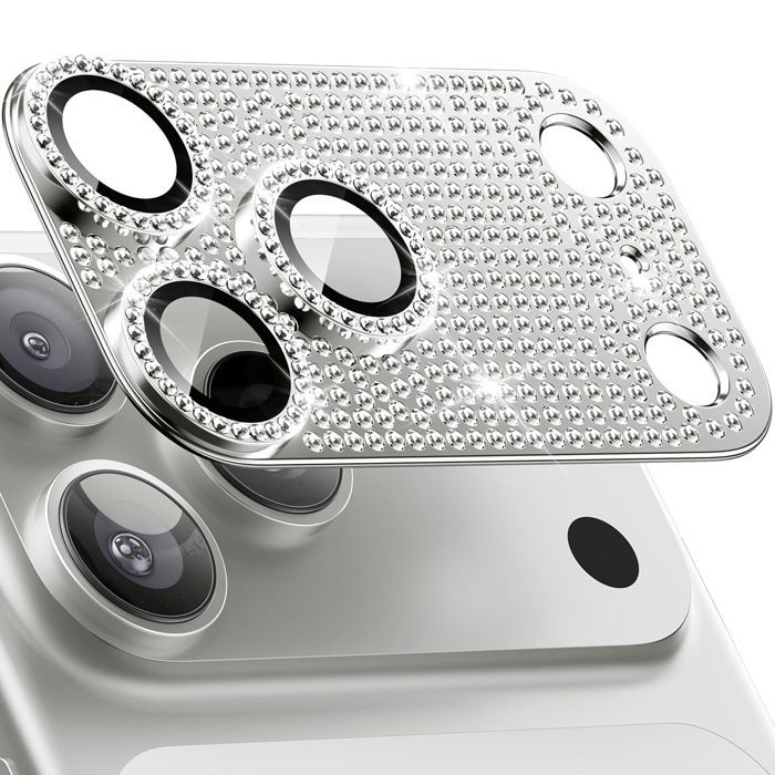 Orso Full Cover 9H Camera Protector Diamonds Titanium iPhone 17 Pro Max ΠΡΟΣΤΑΣΙΑ ΟΘΟΝΗΣ Orso Orso Full Cover 9H Camera Protector Diamonds Titanium iPhone 17 Pro Max