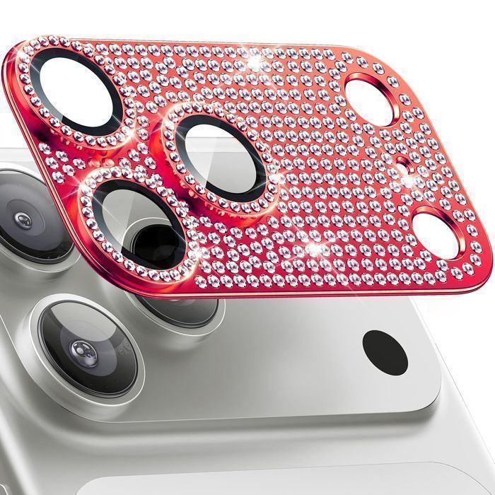 Orso Full Cover 9H Camera Protector Diamonds Red iPhone 17 Pro Max ΠΡΟΣΤΑΣΙΑ ΟΘΟΝΗΣ Orso Orso Full Cover 9H Camera Protector Diamonds Red iPhone 17 Pro Max