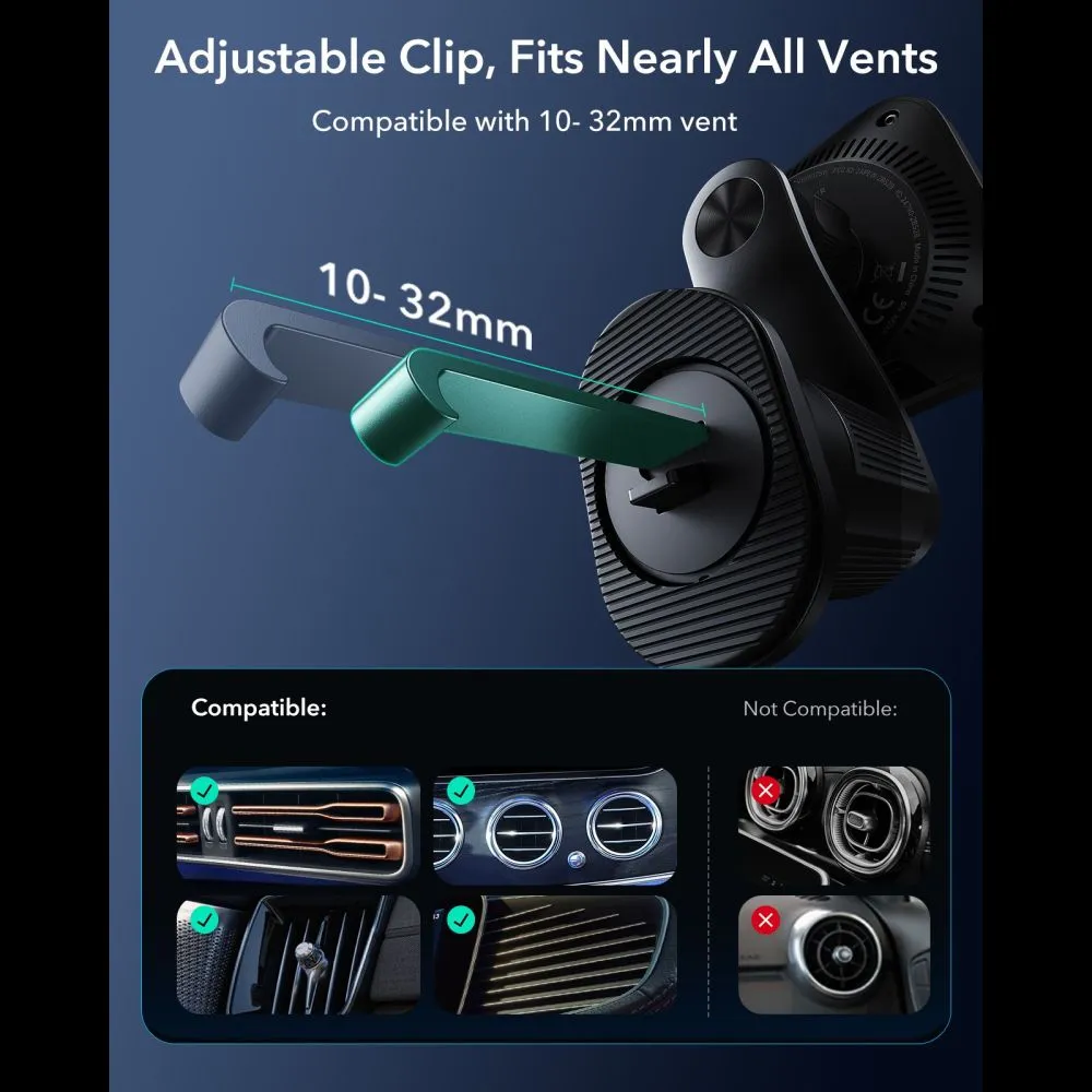 ESR OmniLock Qi2.2 Air Vent Car Charger Set 25W CryoBoost MagSafe Black ΑΞΕΣΟΥΑΡ MAGSAFE ESR ESR OmniLock Qi2.2 Air Vent Car Charger Set 25W CryoBoost MagSafe Black - Image 7