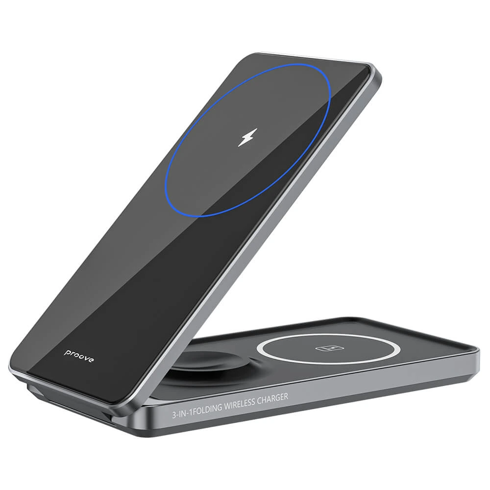 Proove 3in1 MagSafe Wireless Foldable Charging Station Metal Edge 15W Grey ΑΞΕΣΟΥΑΡ MAGSAFE Proove Proove 3in1 MagSafe Wireless Foldable Charging Station Metal Edge 15W Grey
