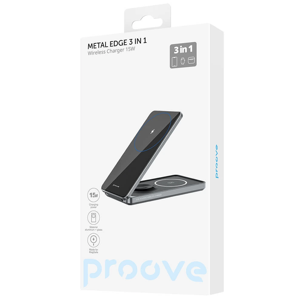 Proove 3in1 MagSafe Wireless Foldable Charging Station Metal Edge 15W Grey ΑΞΕΣΟΥΑΡ MAGSAFE Proove Proove 3in1 MagSafe Wireless Foldable Charging Station Metal Edge 15W Grey - Image 7