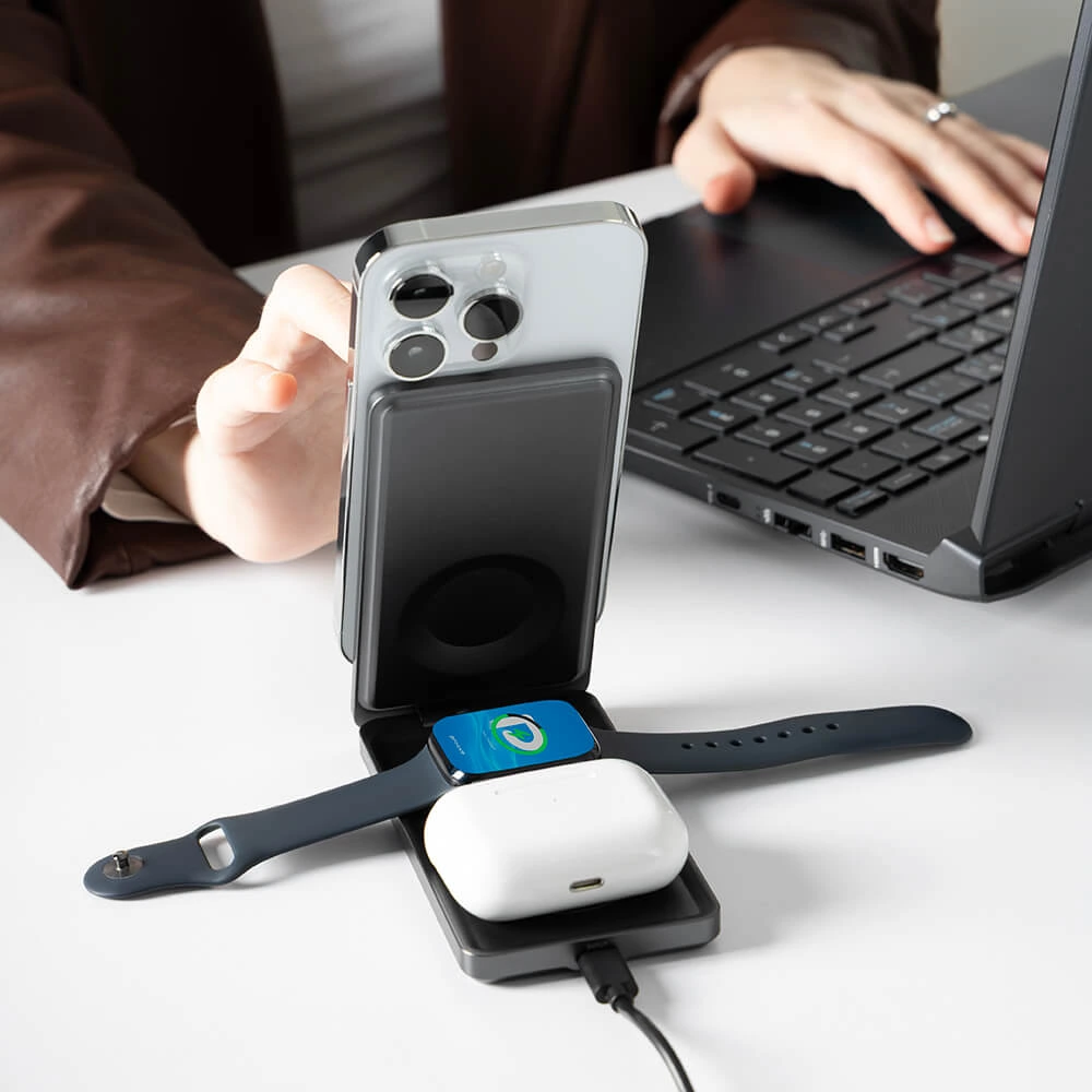 Proove 3in1 MagSafe Wireless Foldable Charging Station Metal Edge 15W Grey ΑΞΕΣΟΥΑΡ MAGSAFE Proove Proove 3in1 MagSafe Wireless Foldable Charging Station Metal Edge 15W Grey - Image 8