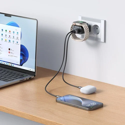 Alternative view of Mcdodo Wall Charger 30W Apple Watch/USB‑C/USB‑A Black (CH-3700)