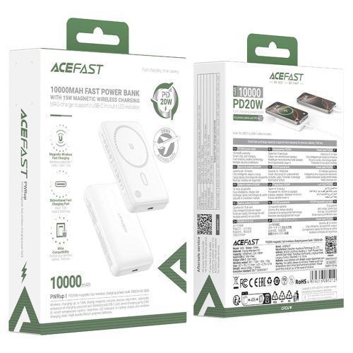 Alternative view of AceFast MagSafe PowerBank LED 10000mAh 20W White (M26)