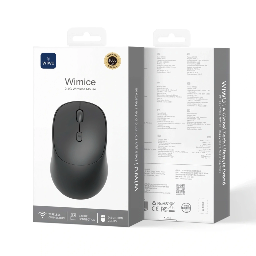 WiWU Wimice Wireless Mouse 2.4G Black (WM112) GADGETS WIWU WiWU Wimice Wireless Mouse 2.4G Black (WM112) - Image 3