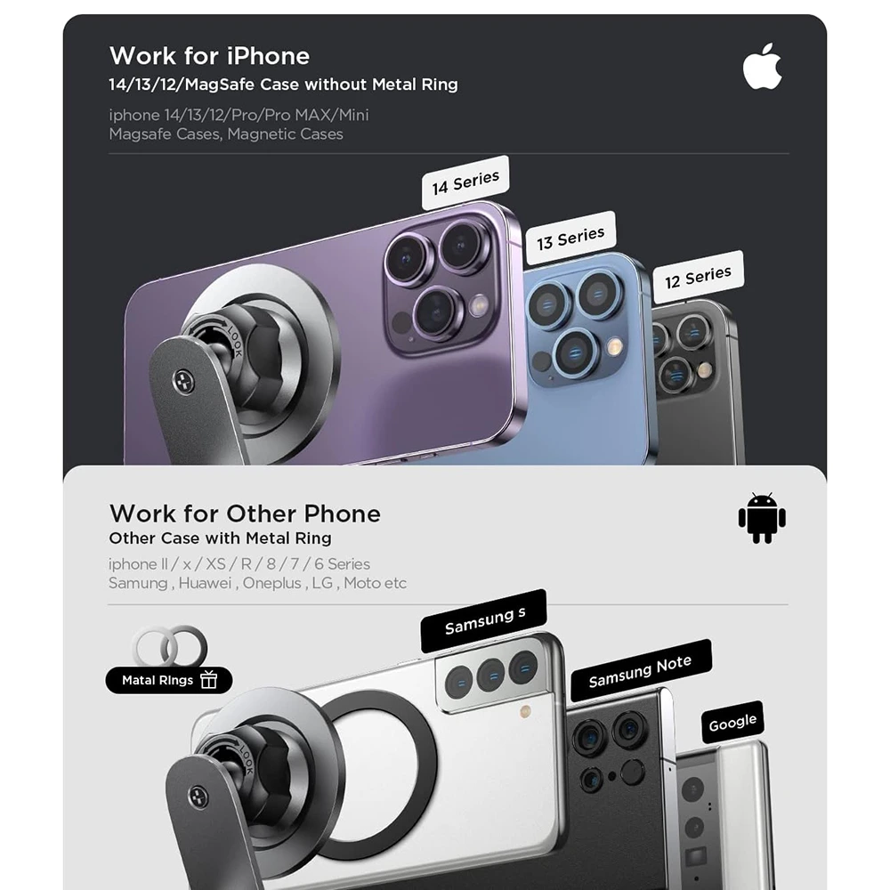 Lisen Magnetic Adjustable Dashboard Car Holder N52 Magnets Black ΑΞΕΣΟΥΑΡ MAGSAFE Lisen Lisen Magnetic Adjustable Dashboard Car Holder N52 Magnets Black - Image 4