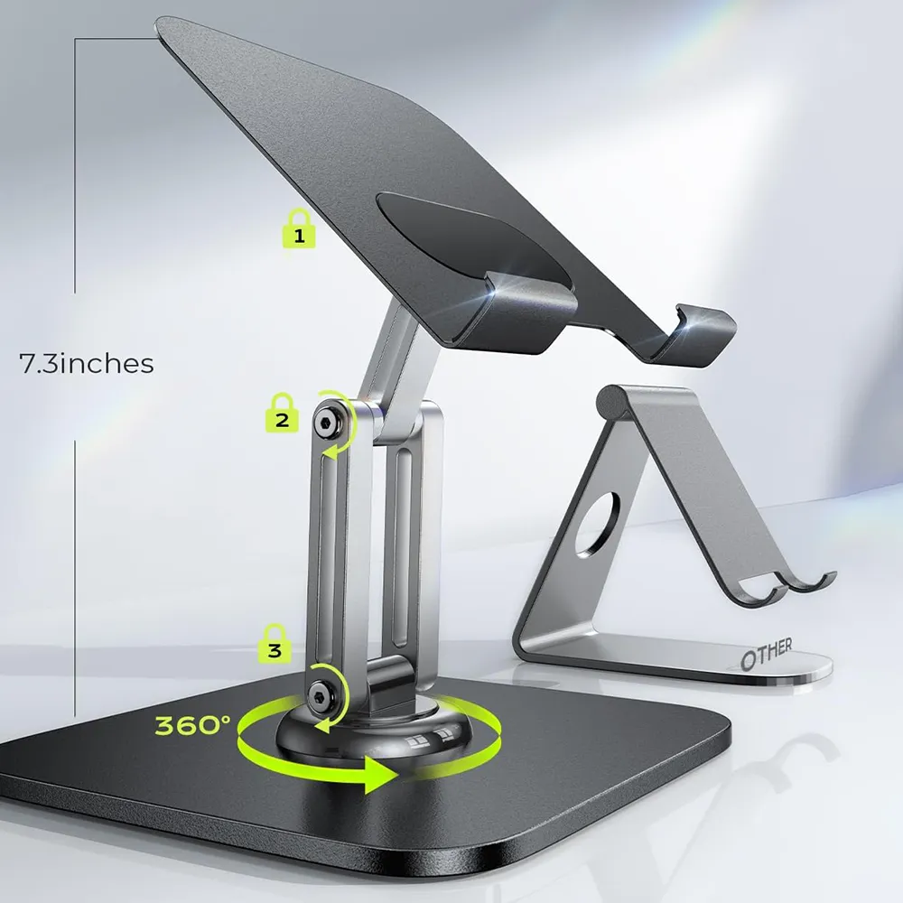 Lisen Foldable Adjustable Desk Tablet Holder 360° Rotation Black (4.7″-12.9″) GADGETS Lisen Lisen Foldable Adjustable Desk Tablet Holder 360° Rotation Black (4.7"-12.9") - Image 3
