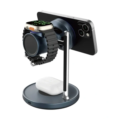 Alternative view of WiWU 3in1 Qi2.2 Space MagSafe Air-Cooling Charging Station Black (W041)