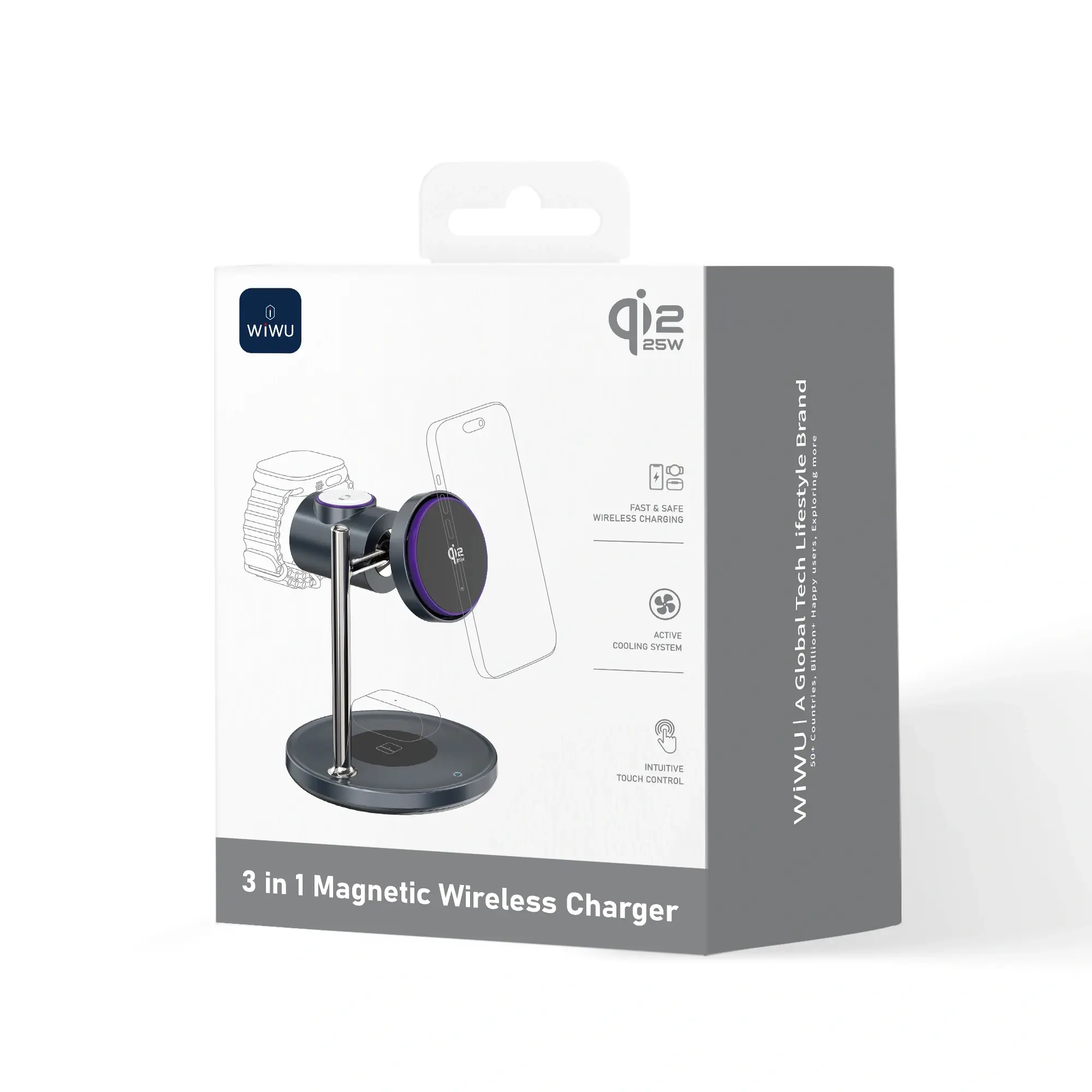 WiWU 3in1 Qi2.2 Space MagSafe Air-Cooling Charging Station Black (W041) APPLE WATCH WIWU WiWU 3in1 Qi2.2 Space MagSafe Air-Cooling Charging Station Black (W041) - Image 5