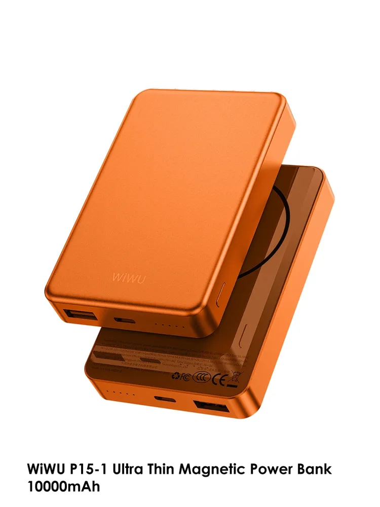 WiWU Ultra Thin Magnetic MagSafe PowerBank 10000mAh Orange (P15-1) POWERBANK MAGSAFE WIWU WiWU Ultra Thin Magnetic MagSafe PowerBank 10000mAh Orange (P15-1) - Image 5