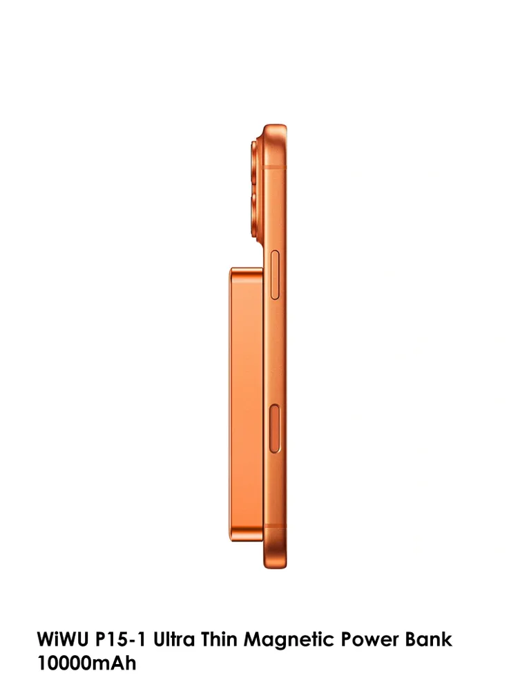 WiWU Ultra Thin Magnetic MagSafe PowerBank 10000mAh Orange (P15-1) POWERBANK MAGSAFE WIWU WiWU Ultra Thin Magnetic MagSafe PowerBank 10000mAh Orange (P15-1) - Image 4