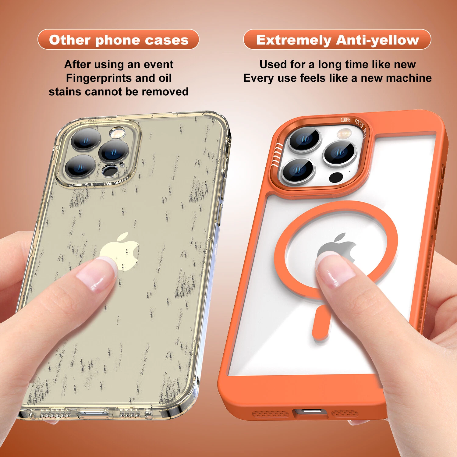 Θήκη Orso MagCase Focus Stripes Clear Orange iPhone 17 Pro ΘΗΚΕΣ Orso Θήκη Orso MagCase Focus Stripes Clear Orange iPhone 17 Pro - Image 3