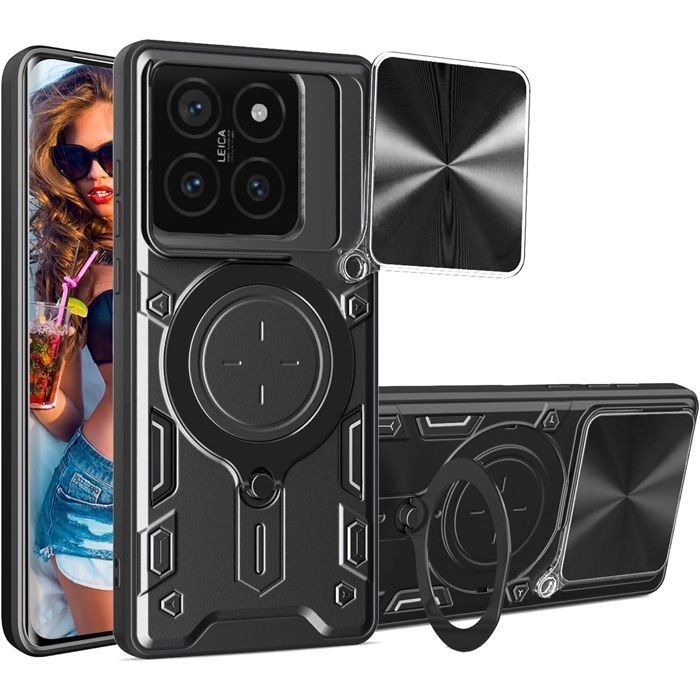Θήκη Shockproof Ringstand Slide Camera Black Poco F8 Pro 5G ΘΗΚΕΣ Orso Θήκη Shockproof Ringstand Slide Camera Black Poco F8 Pro 5G