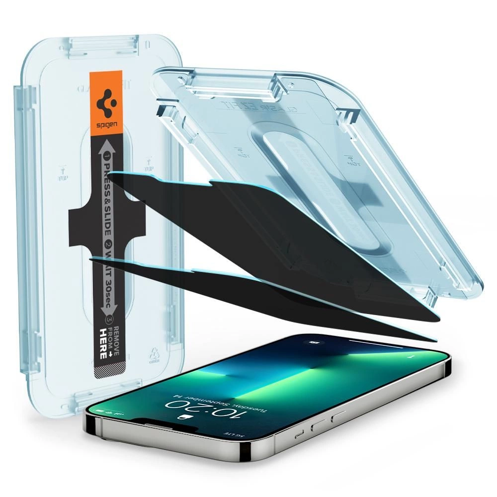 Spigen EZ Fit GLAS.tR Privacy Tempered Glass iPhone 13/13 Pro/14/16e/17e (2-Pack) ΠΡΟΣΤΑΣΙΑ ΟΘΟΝΗΣ Spigen Spigen EZ Fit GLAS.tR Privacy Tempered Glass iPhone 13/13 Pro/14/16e/17e (2-Pack)