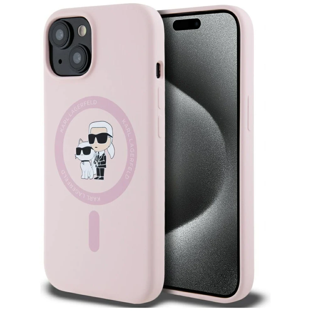 Θήκη Karl Lagerfeld Silicone Shadow Metal Initial MagSafe Pink iPhone 15 Plus ΘΗΚΕΣ KARL LAGERFELD Θήκη Karl Lagerfeld Silicone Shadow Metal Initial MagSafe Pink iPhone 15 Plus