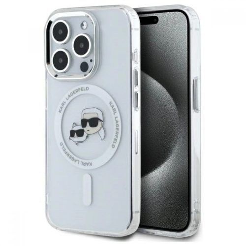 Θήκη Karl Lagerfeld IML Metal Karl&Choupette Head MagSafe Clear White iPhone 15 Pro Max ΘΗΚΕΣ KARL LAGERFELD Θήκη Karl Lagerfeld IML Metal Karl&Choupette Head MagSafe Clear White iPhone 15 Pro Max