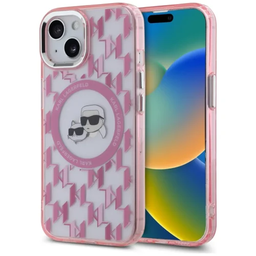 Θήκη Karl Lagerfeld IML Monogram Karl&Choupette Head MagSafe Clear Pink iPhone 15 ΘΗΚΕΣ KARL LAGERFELD Θήκη Karl Lagerfeld IML Monogram Karl&Choupette Head MagSafe Clear Pink iPhone 15