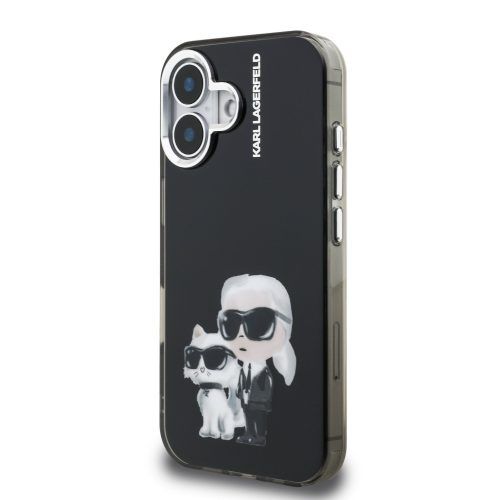 Alternative view of Θήκη Karl Lagerfeld IML Aquarelle Karl and Choupette Logo Black iPhone 16