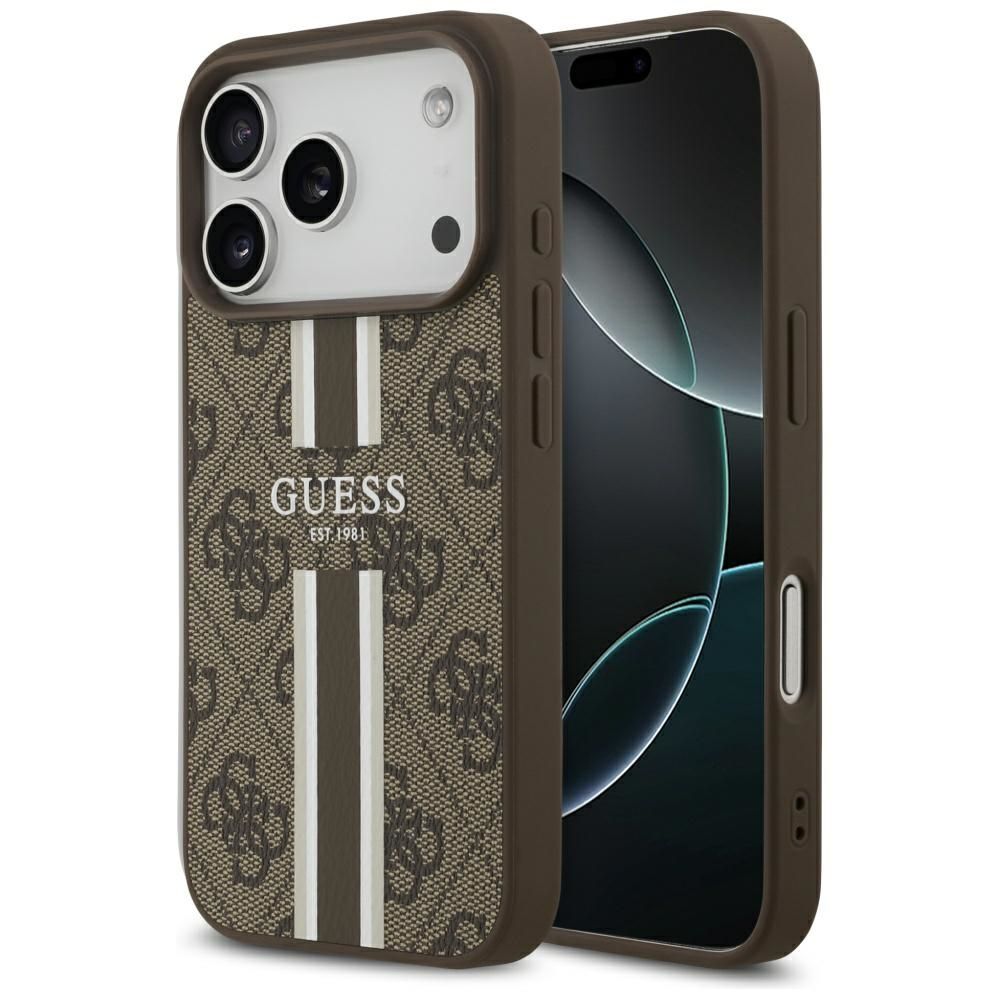 Θήκη Guess 4G Printed Stripes Magsafe Brown iPhone 17 Pro ΘΗΚΕΣ Guess Θήκη Guess 4G Printed Stripes Magsafe Brown iPhone 17 Pro