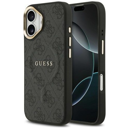 Θήκη Guess PU Leather 4G Gold Frame Black iPhone 16 ΘΗΚΕΣ Guess Θήκη Guess PU Leather 4G Gold Frame Black iPhone 16