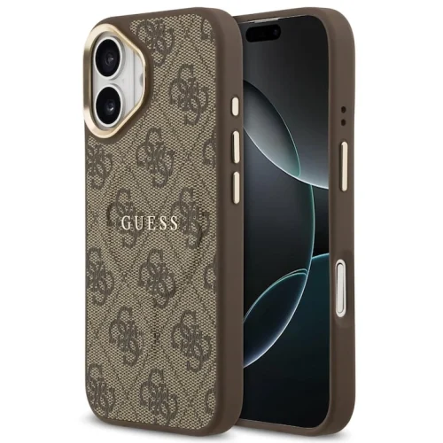 Θήκη Guess PU Leather 4G Gold Frame Brown iPhone 16 ΘΗΚΕΣ Guess Θήκη Guess PU Leather 4G Gold Frame Brown iPhone 16