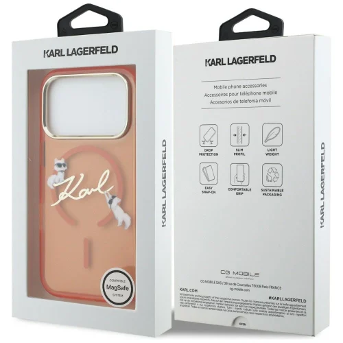 Alternative view of Θήκη Karl Lagerfeld IML Choupettes Karl Script Logo MagSafe Orange iPhone 17 Pro