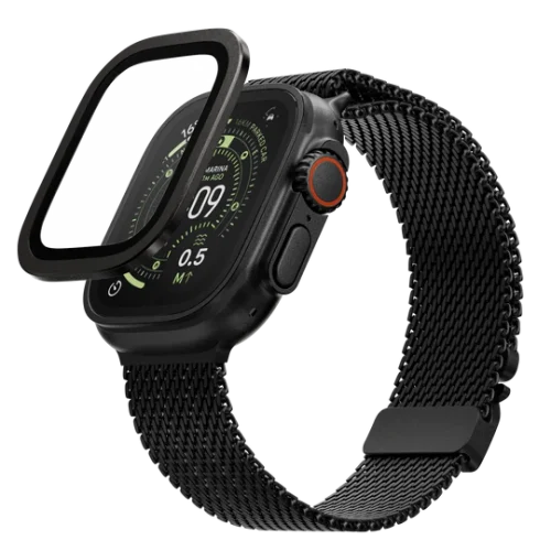 MagEasy Fortiz AR 9H Tempered Glass Black Apple Watch 49mm