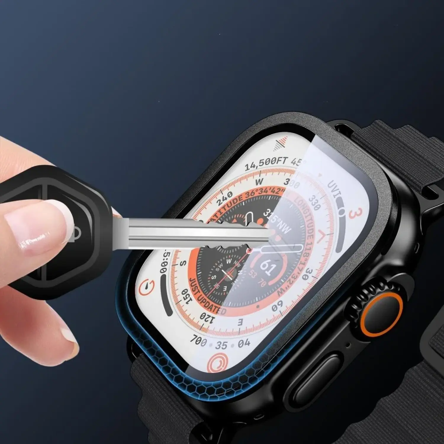 (2-Pack) Tech-Protect Full Cover Ring Tempered Glass Black Apple Watch 49mm APPLE WATCH Tech-Protect (2-Pack) Tech-Protect Full Cover Ring Tempered Glass Black Apple Watch 49mm - Image 4
