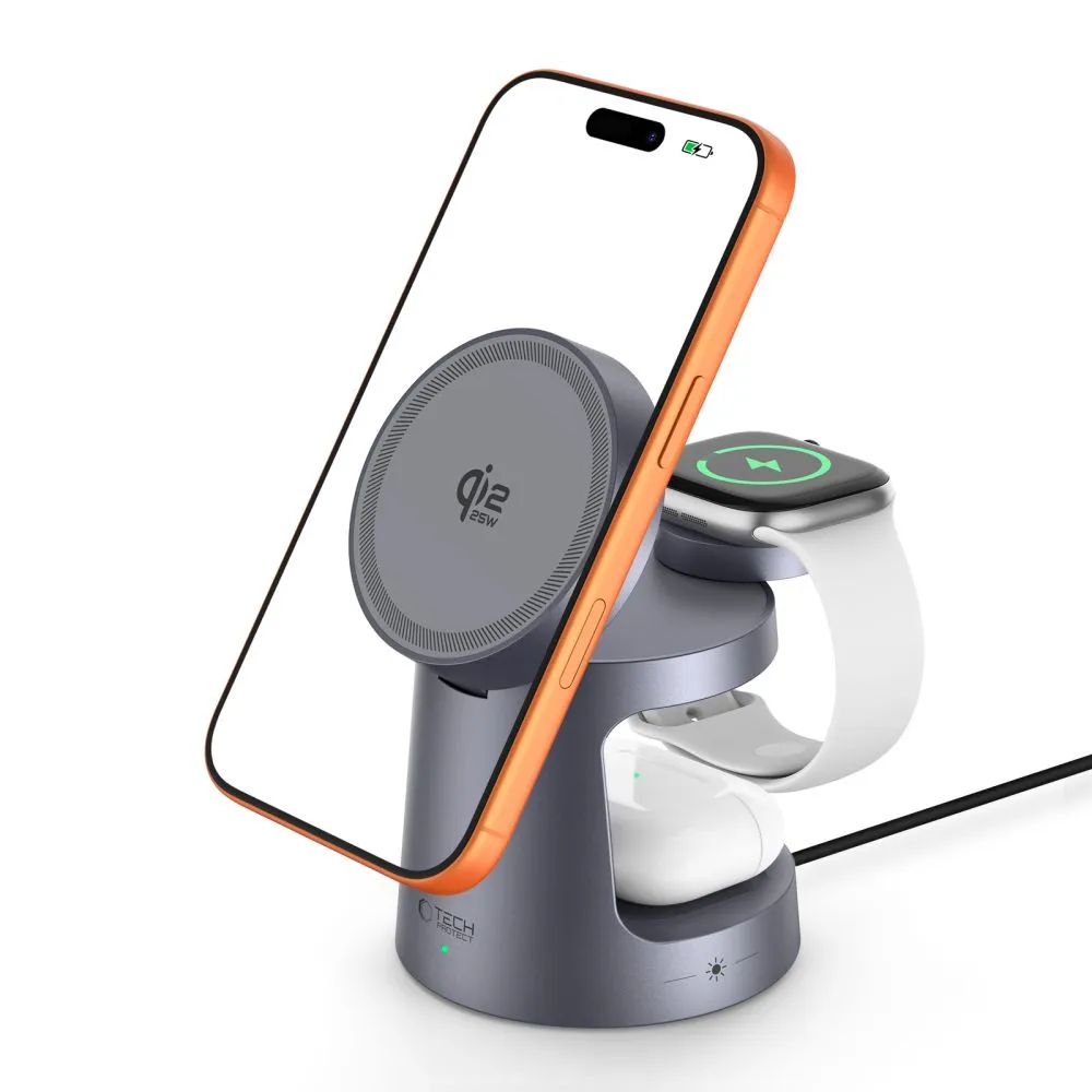Tech-Protect 3in1 Qi2.2 Magnetic Magsafe Wireless Stand Charger 25W Dark Grey (A48) APPLE WATCH Tech-Protect Tech-Protect 3in1 Qi2.2 Magnetic Magsafe Wireless Stand Charger 25W Dark Grey (A48) - Image 9