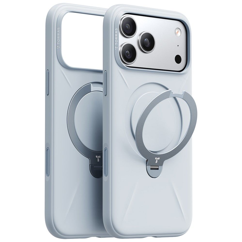 Θήκη Torras Ostand Spin Silicone MagSafe Baby Blue iPhone 17 Pro Max ΘΗΚΕΣ TORRAS Θήκη Torras Ostand Spin Silicone MagSafe Baby Blue iPhone 17 Pro Max