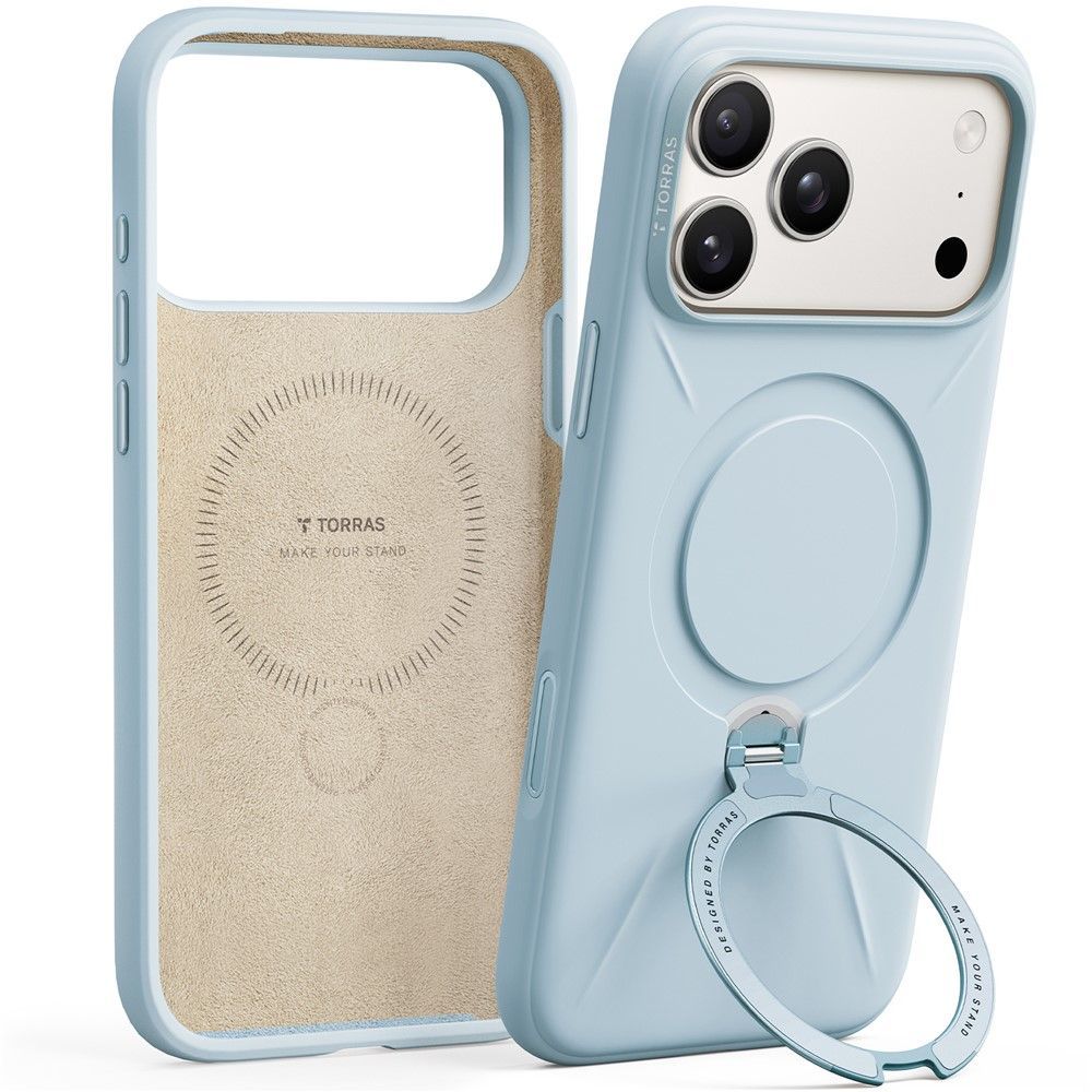 Θήκη Torras Ostand Spin Silicone MagSafe Baby Blue iPhone 17 Pro Max ΘΗΚΕΣ TORRAS Θήκη Torras Ostand Spin Silicone MagSafe Baby Blue iPhone 17 Pro Max - Image 7