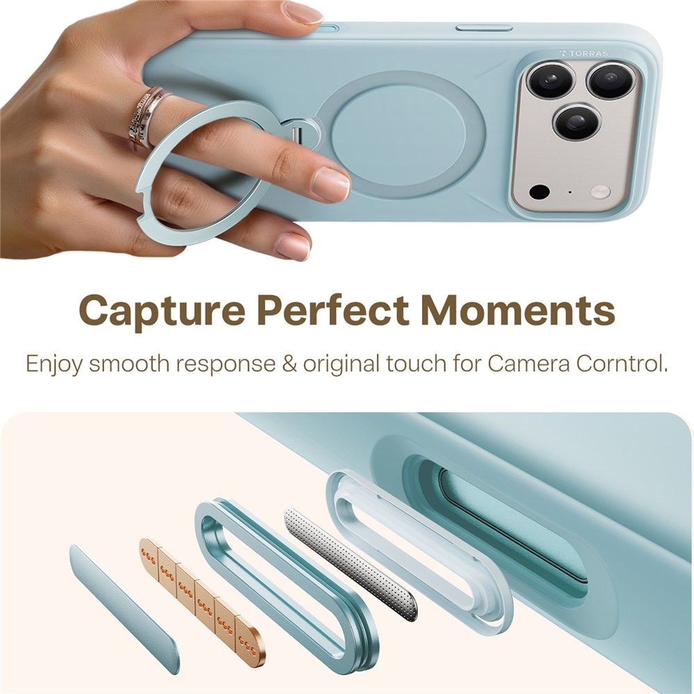 Θήκη Torras Ostand Spin Silicone MagSafe Baby Blue iPhone 17 Pro Max ΘΗΚΕΣ TORRAS Θήκη Torras Ostand Spin Silicone MagSafe Baby Blue iPhone 17 Pro Max - Image 5