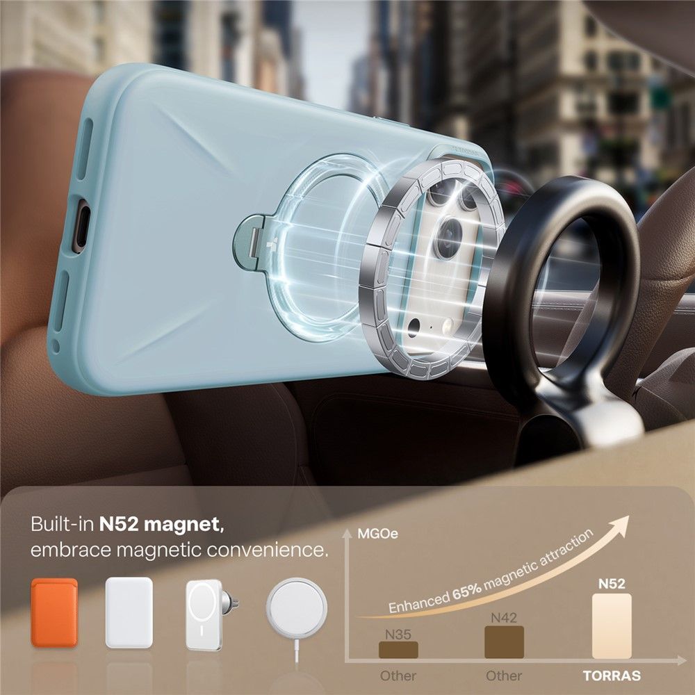 Θήκη Torras Ostand Spin Silicone MagSafe Baby Blue iPhone 17 Pro Max ΘΗΚΕΣ TORRAS Θήκη Torras Ostand Spin Silicone MagSafe Baby Blue iPhone 17 Pro Max - Image 3