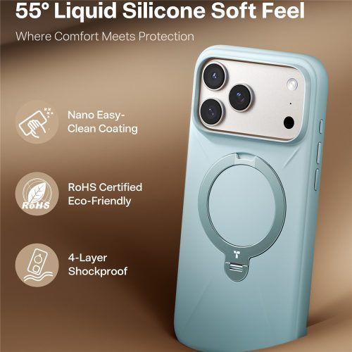 Alternative view of Θήκη Torras Ostand Spin Silicone MagSafe Baby Blue iPhone 17 Pro Max