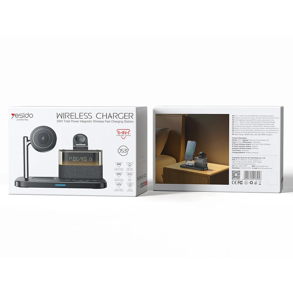 Yesido 6in1 MagSafe Wireless Charging Station With Night Light 25W (DS37) APPLE WATCH Yesido Yesido 6in1 MagSafe Wireless Charging Station With Night Light 25W (DS37) - Image 6