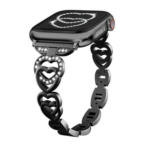 Orso Elegant Double Hearts Bracelet Black Apple Watch 38/40/41/42mm Series 10/11 APPLE WATCH Orso Orso Elegant Double Hearts Bracelet Black Apple Watch 38/40/41/42mm Series 10/11