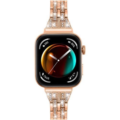 Alternative view of Λουράκι Orso Rhinestones Metal Beads Rose Gold Apple Watch 44/45/46/49mm