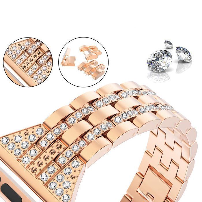 Λουράκι Orso Rhinestones Metal Beads Rose Gold Apple Watch 44/45/46/49mm APPLE WATCH Orso Λουράκι Orso Rhinestones Metal Beads Rose Gold Apple Watch 44/45/46/49mm - Image 3