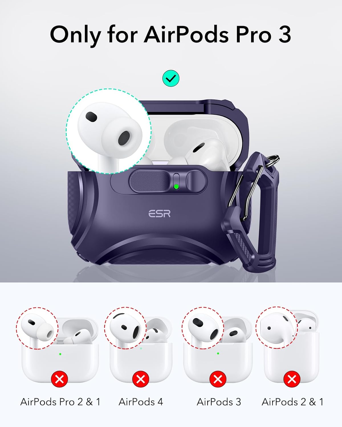 Θήκη ESR AirPods Pro 3 Cyber Armor Purple (Magsafe Compatible) APPLE AIRPODS ESR Θήκη ESR AirPods Pro 3 Cyber Armor Purple (Magsafe Compatible) - Image 9
