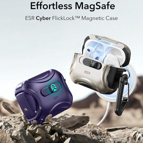 Alternative view of Θήκη ESR AirPods Pro 3 Cyber Armor Purple (Magsafe Compatible)