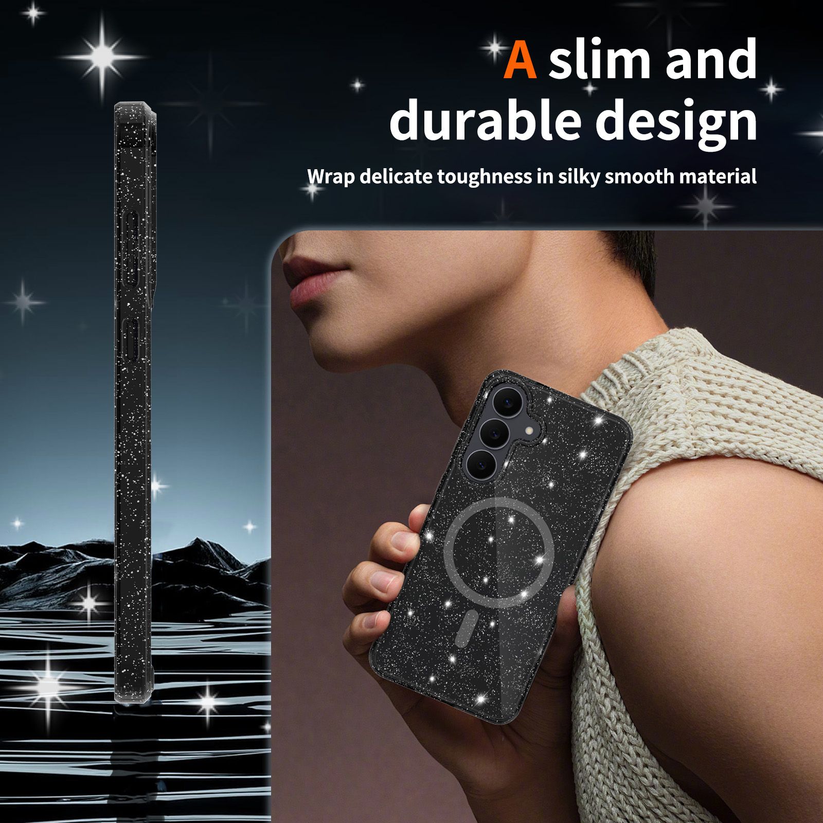Θήκη Orso Glitter Powder Magsafe Clear Black Samsung Galaxy A57 ΘΗΚΕΣ Orso Θήκη Orso Glitter Powder Magsafe Clear Black Samsung Galaxy A57 - Image 6