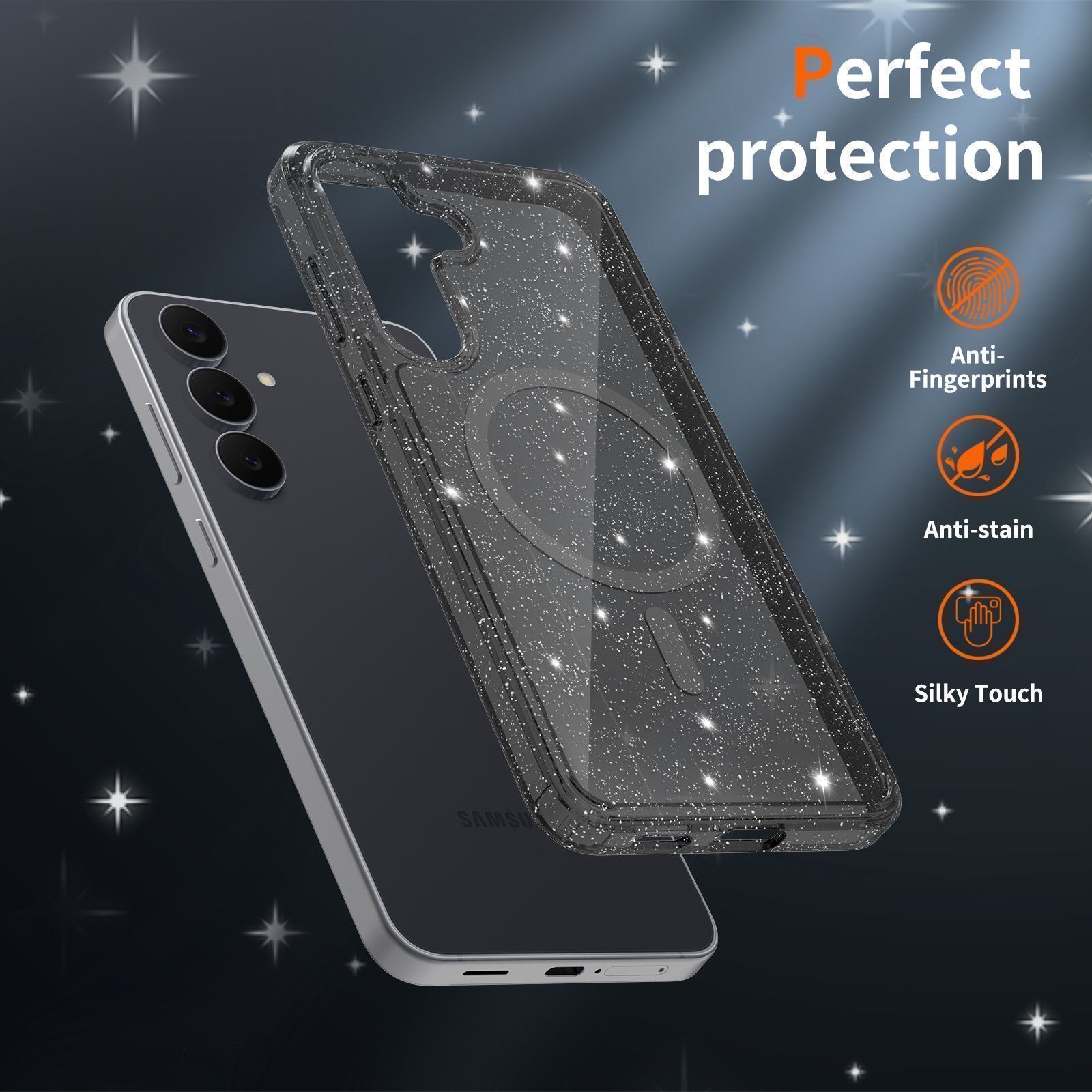 Θήκη Orso Glitter Powder Magsafe Clear Black Samsung Galaxy A57 ΘΗΚΕΣ Orso Θήκη Orso Glitter Powder Magsafe Clear Black Samsung Galaxy A57 - Image 5