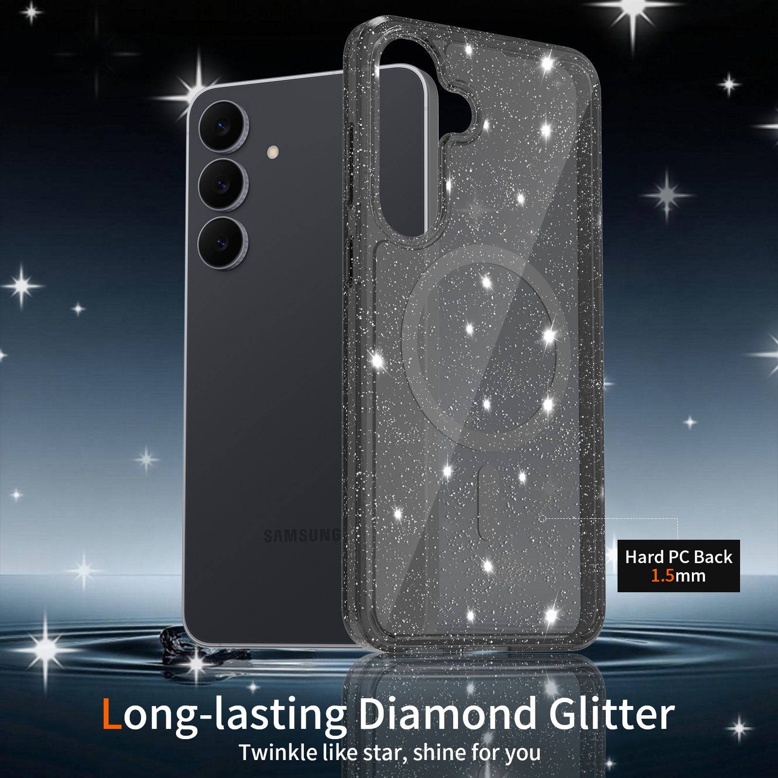 Θήκη Orso Glitter Powder Magsafe Clear Black Samsung Galaxy A57 ΘΗΚΕΣ Orso Θήκη Orso Glitter Powder Magsafe Clear Black Samsung Galaxy A57 - Image 4
