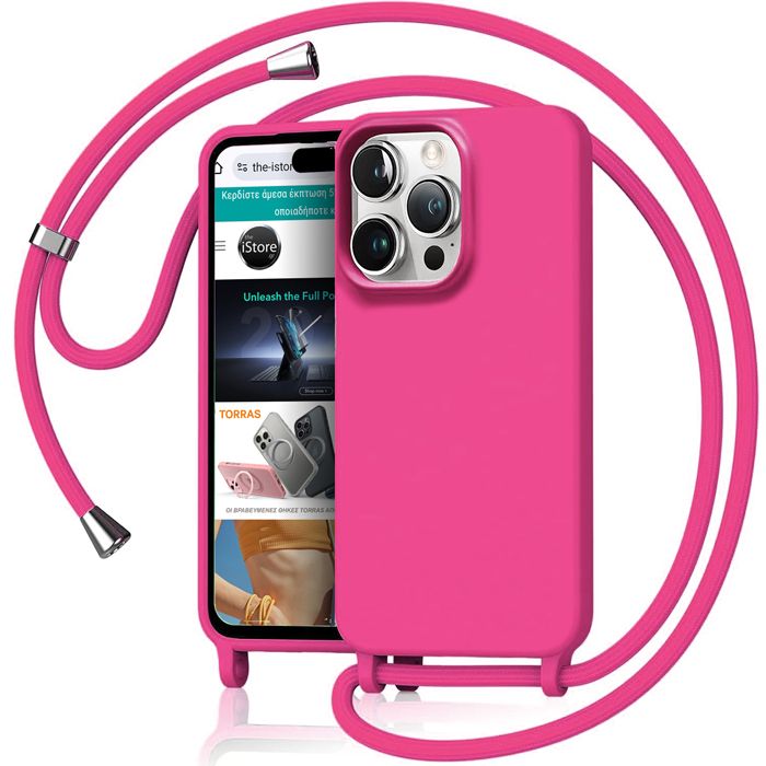 Θήκη Orso Cloud Κορδόνι Hot Pink iPhone 16 Pro Max ΘΗΚΕΣ Orso Θήκη Orso Cloud Κορδόνι Hot Pink iPhone 16 Pro Max