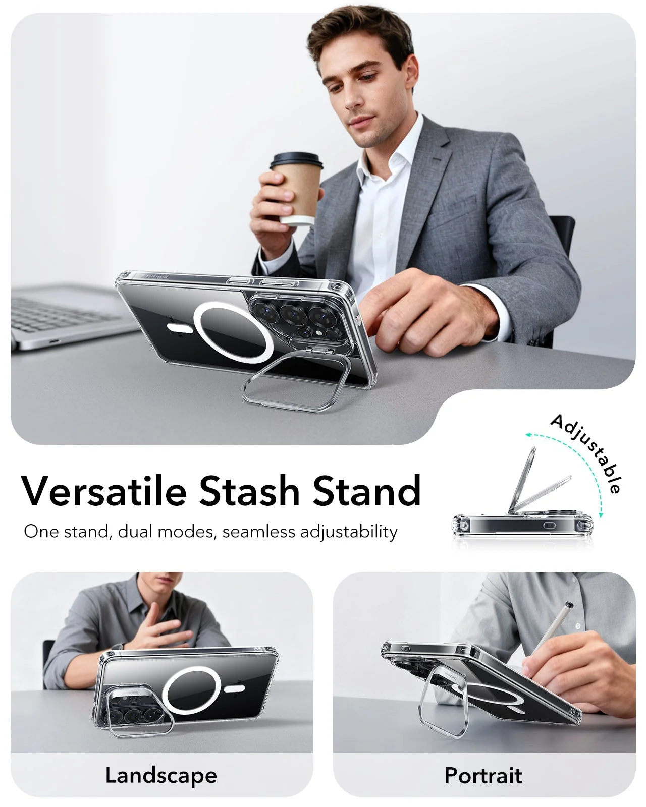 Θήκη ESR Classic Hybrid with Stash Stand HaloLock MagSafe Clear Samsung Galaxy S26 Ultra ΘΗΚΕΣ ESR Θήκη ESR Classic Hybrid with Stash Stand HaloLock MagSafe Clear Samsung Galaxy S26 Ultra - Image 5