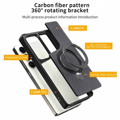 Alternative view of Θήκη Orso Ostand Pro Carbon MagSafe Black Samsung Galaxy S26 Ultra