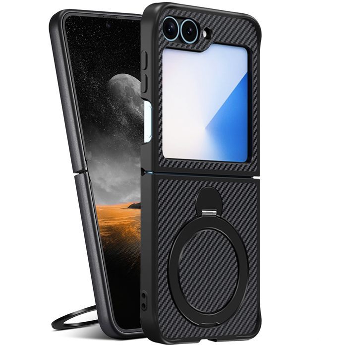 Θήκη Orso Ostand Pro Carbon MagSafe Black Samsung Galaxy Z Flip 6/Z Flip 7 FE ΘΗΚΕΣ Orso Θήκη Orso Ostand Pro Carbon MagSafe Black Samsung Galaxy Z Flip 6/Z Flip 7 FE