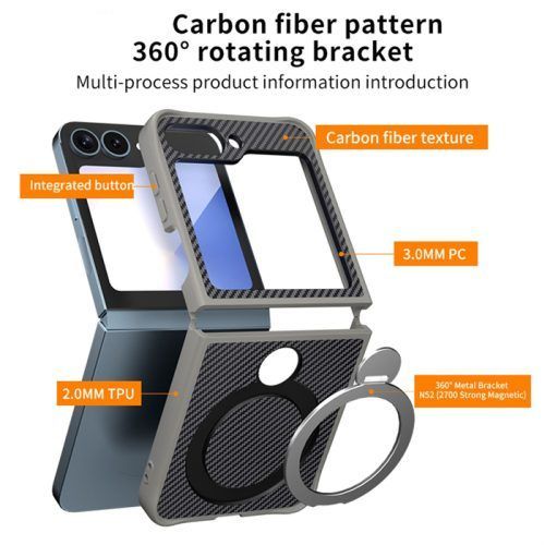 Alternative view of Θήκη Orso Ostand Pro Carbon MagSafe Black Samsung Galaxy Z Flip 6/Z Flip 7 FE