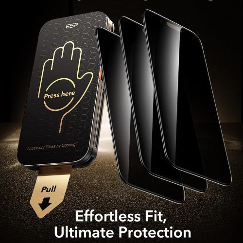 Alternative view of ESR UltraFit Armorite Pro Tempered Glass Privacy iPhone 17/16 Pro (3-Pack)